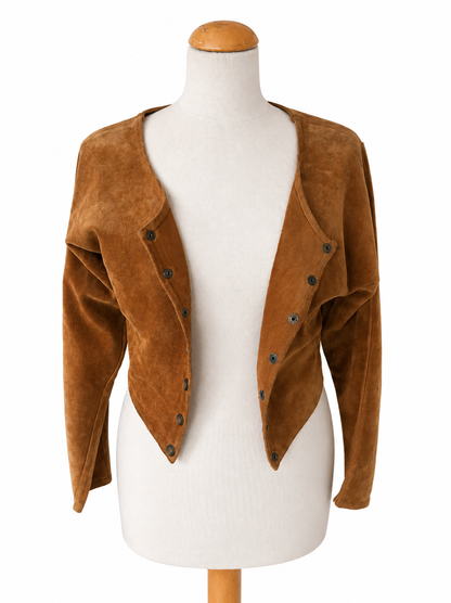 Veste courte en daim camel vintage