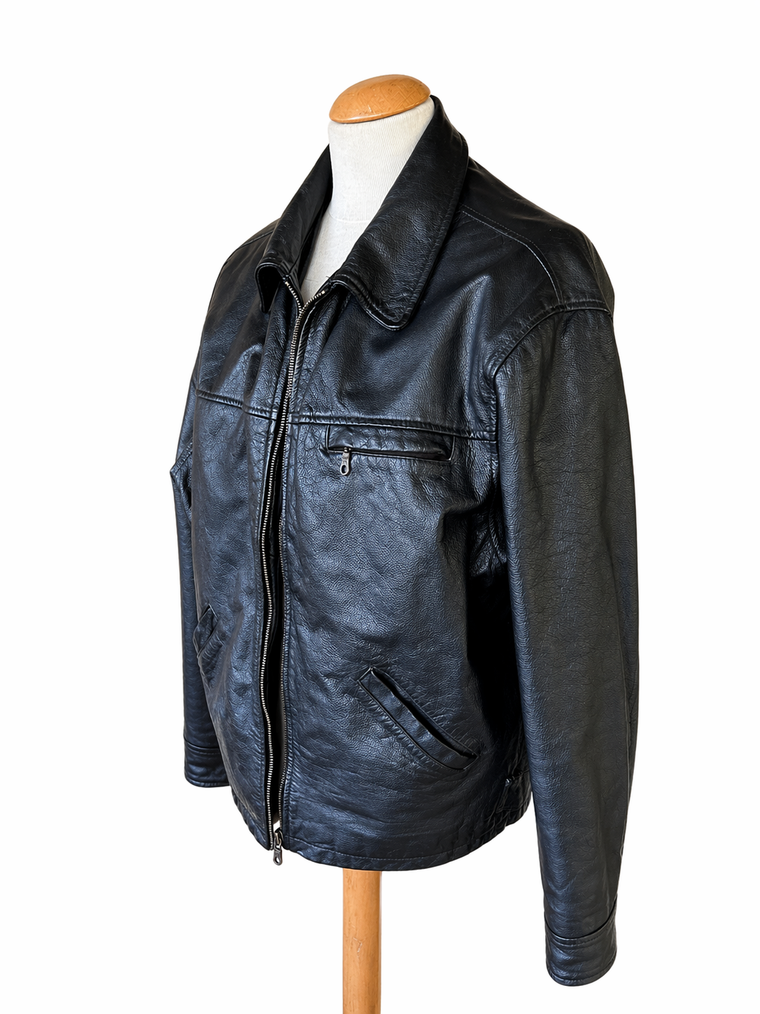Veste en cuir vintage noire Pole Nord
