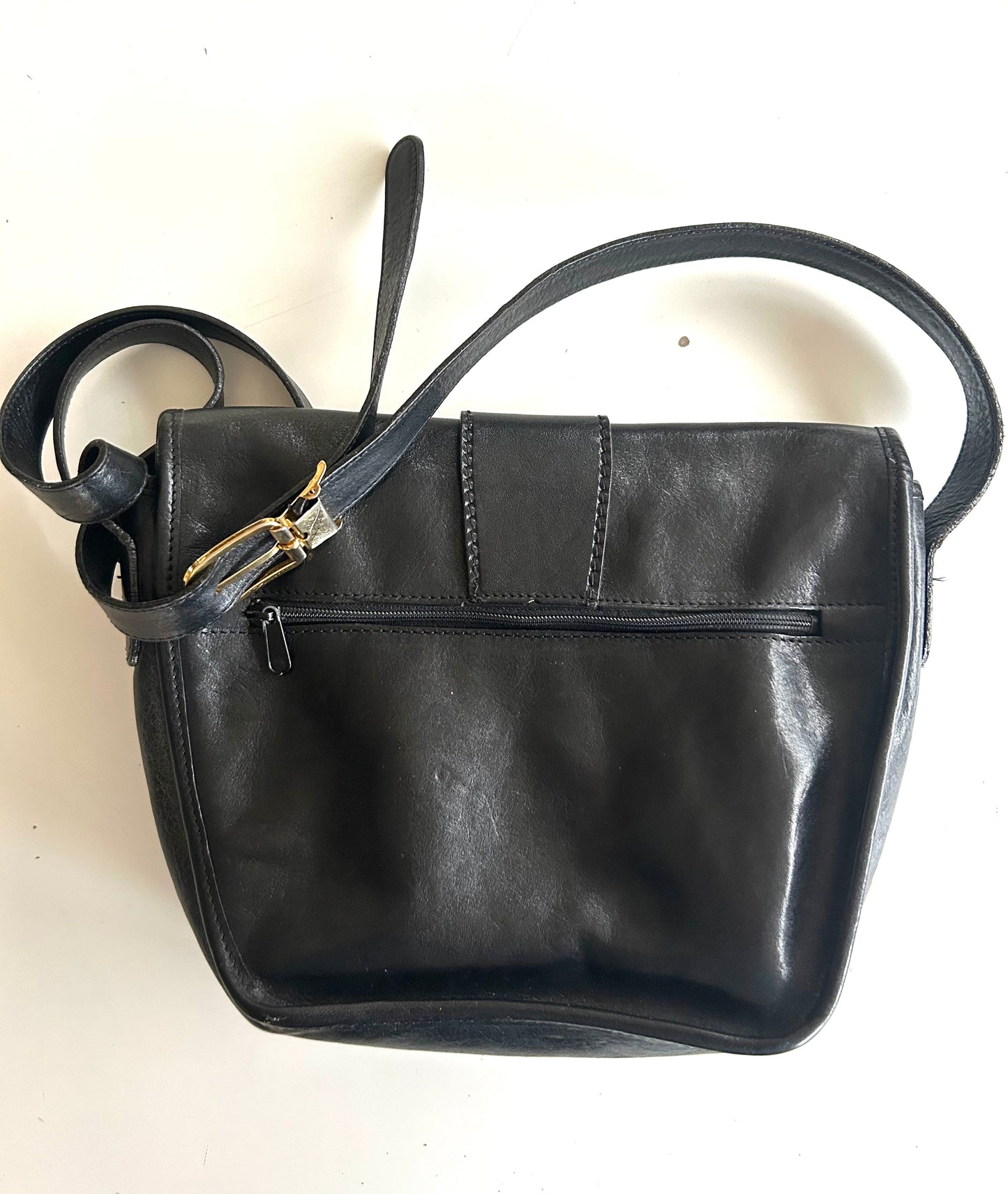 Sac vintage Audouin Paris – cuir noir – Made in France la friperie vintage 25