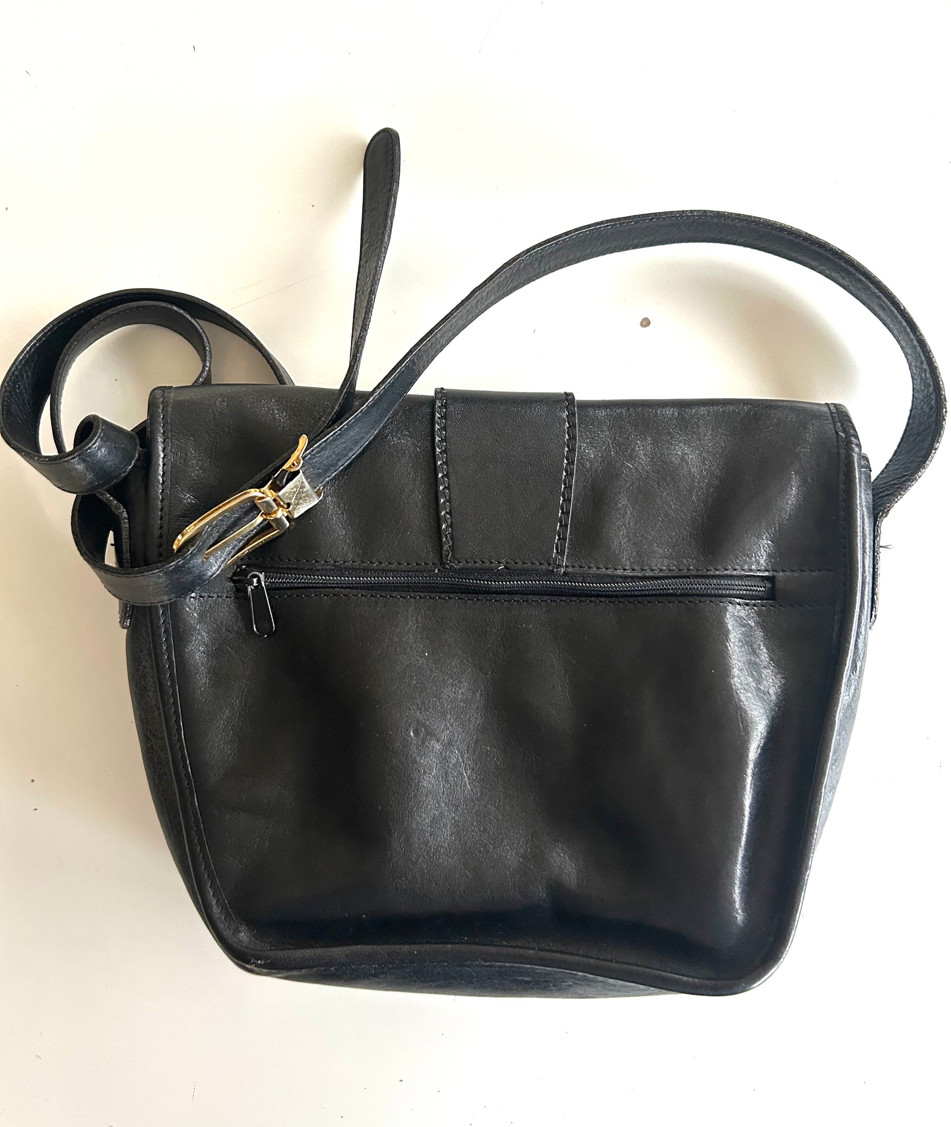 Sac vintage Audouin Paris – cuir noir – Made in France la friperie vintage 25