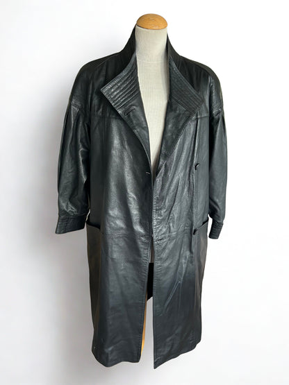 Manteau long en cuir vintage doublure amovible la friperie vintage 25