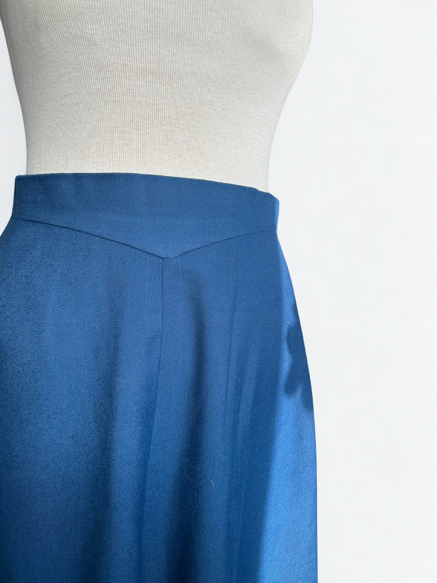 Jupe vintage midi bleu taille haute