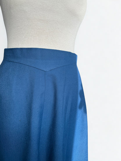 Jupe vintage midi bleu taille haute