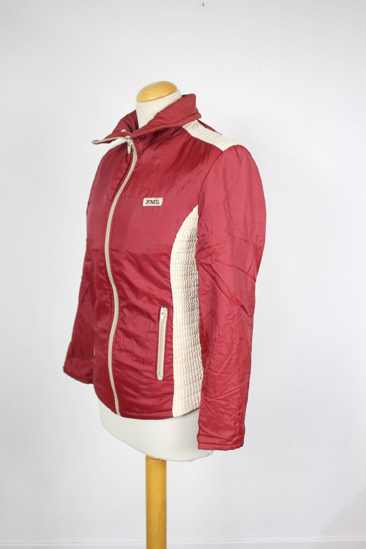 Veste d'hiver ski vintage légère rouge blanc années 70