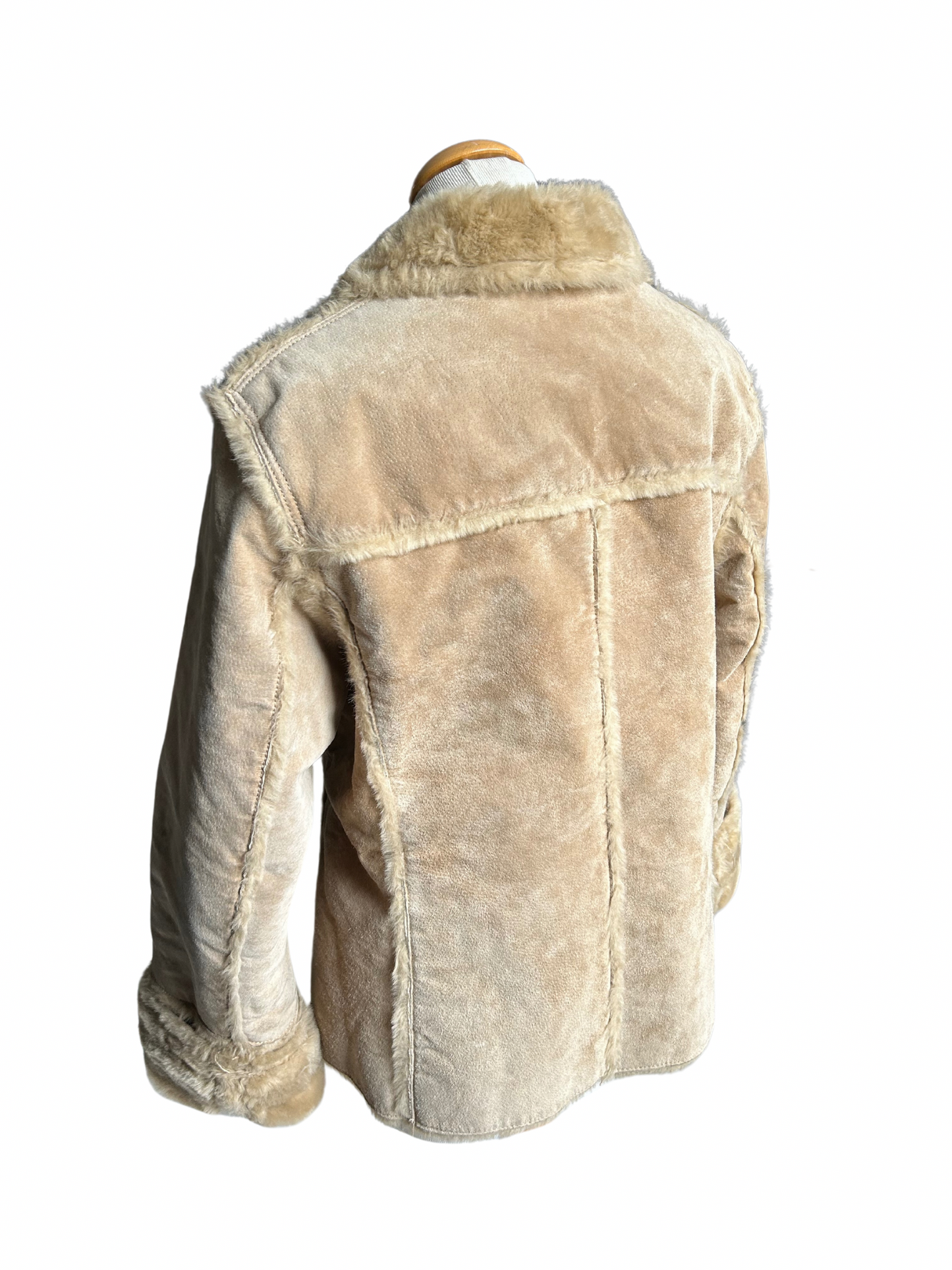 Veste vintage peau retournée beige clair la friperie vintage 25