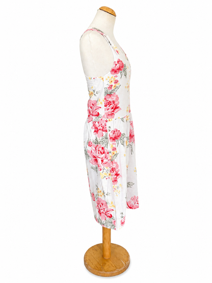 Robe fleurie coton rose et blanche.