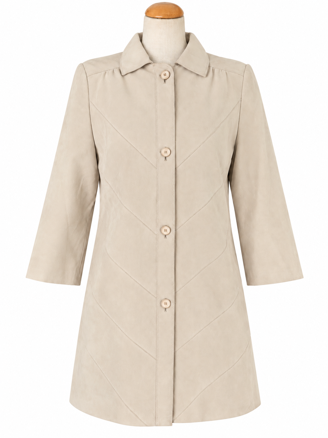 Veste longue vintage beige effet suedé