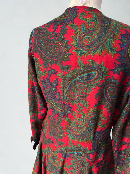 Robe vintage rouge à motif cachemire – Léonie Paris – années 80