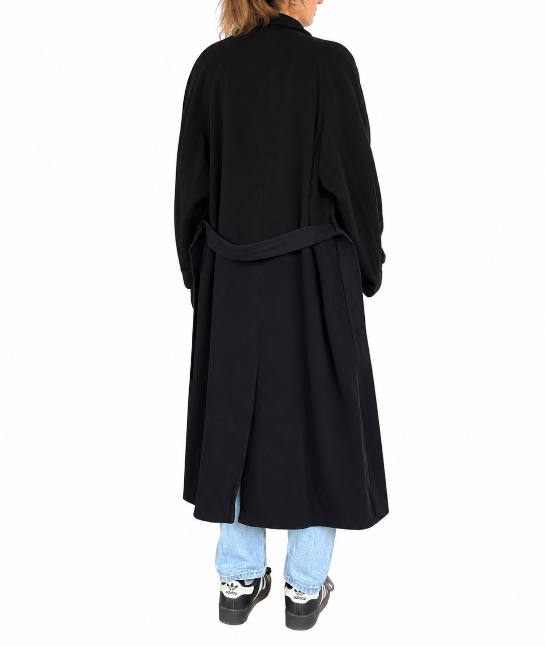 Manteau long vintage bleu marine laine