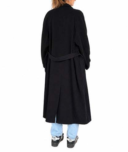 Manteau long vintage bleu marine laine