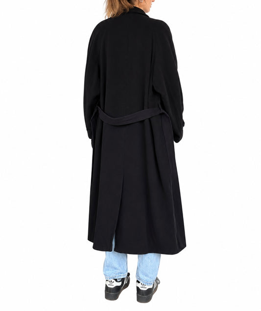 Manteau long vintage bleu marine laine