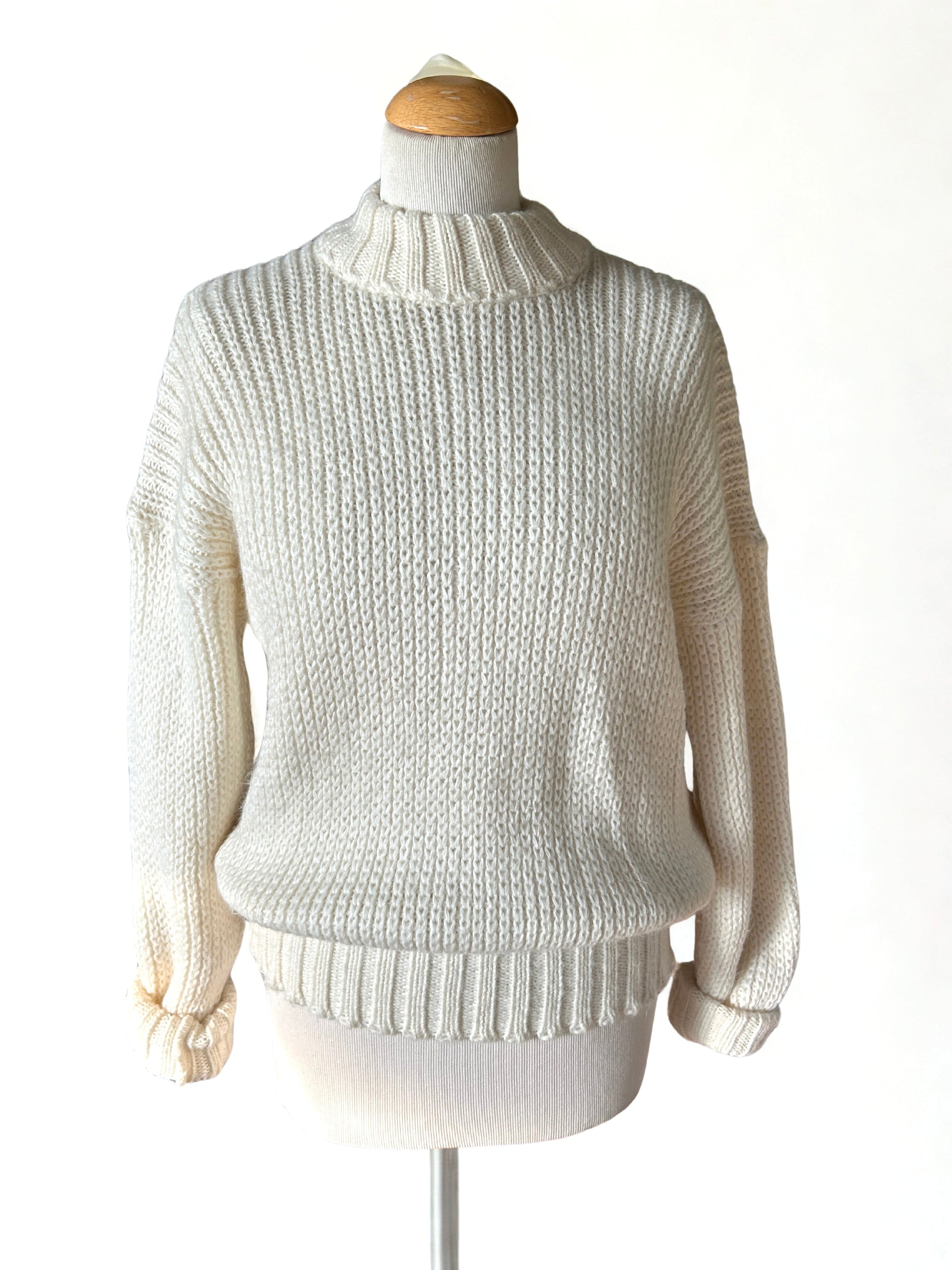 Pull écru col montant vintage laine la friperie vintage 25