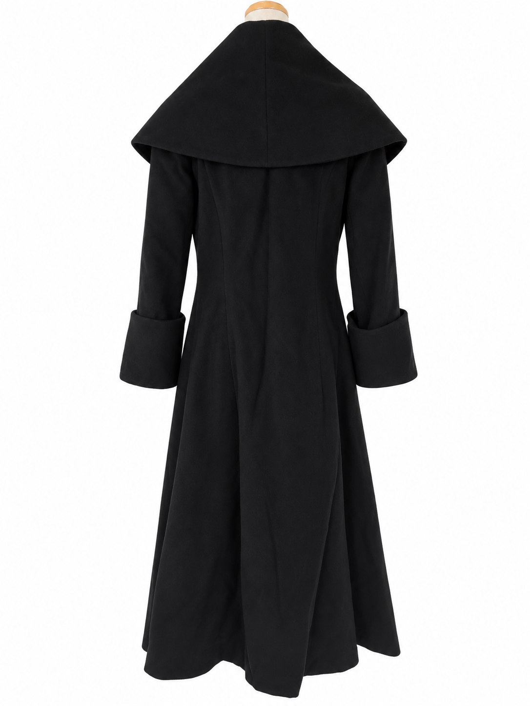 Manteau long vintage noir col châle oversize