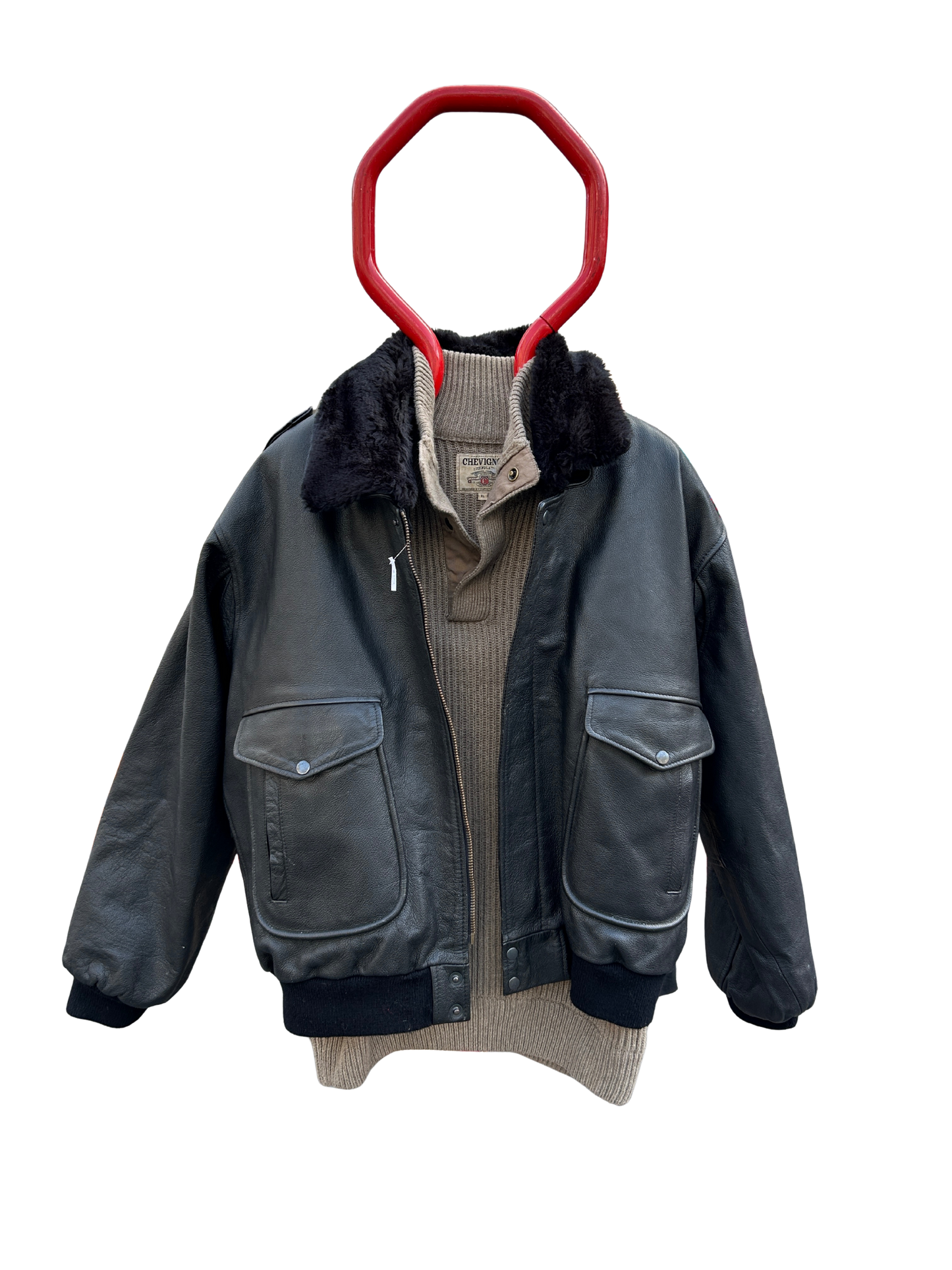 Blouson aviateur vintage cuir noir doublure amovible