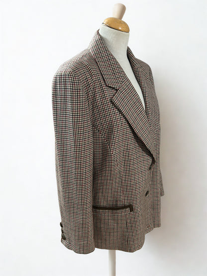 Blazer vintage laine pied de poule marron