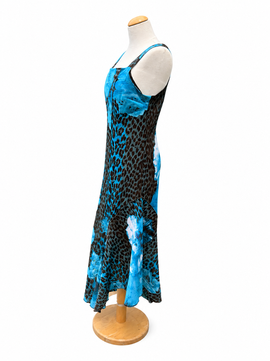 Robe longue Garella turquoise imprimé y2k