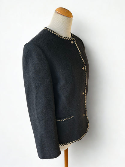 Veste vintage noire bordure dorée la friperie vintage 25