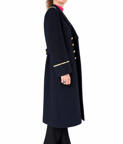 Manteau long vintage de marin bleu marine
