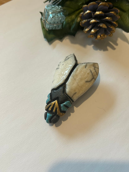 Broche papillon céramique raku la friperie vintage 25