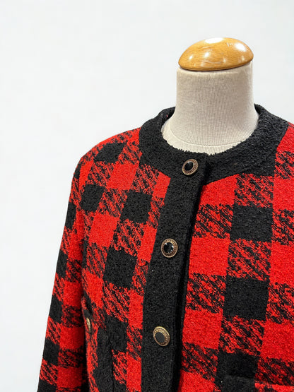 Veste courte à carreaux rouge noir vintage la friperie vintage 25