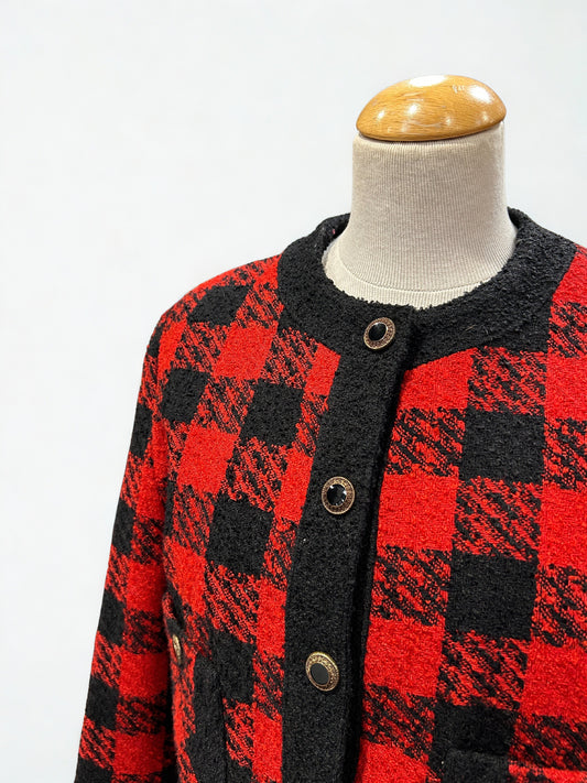 Veste courte à carreaux rouge noir vintage la friperie vintage 25