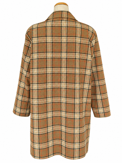 Veste longue carreaux vintage marron