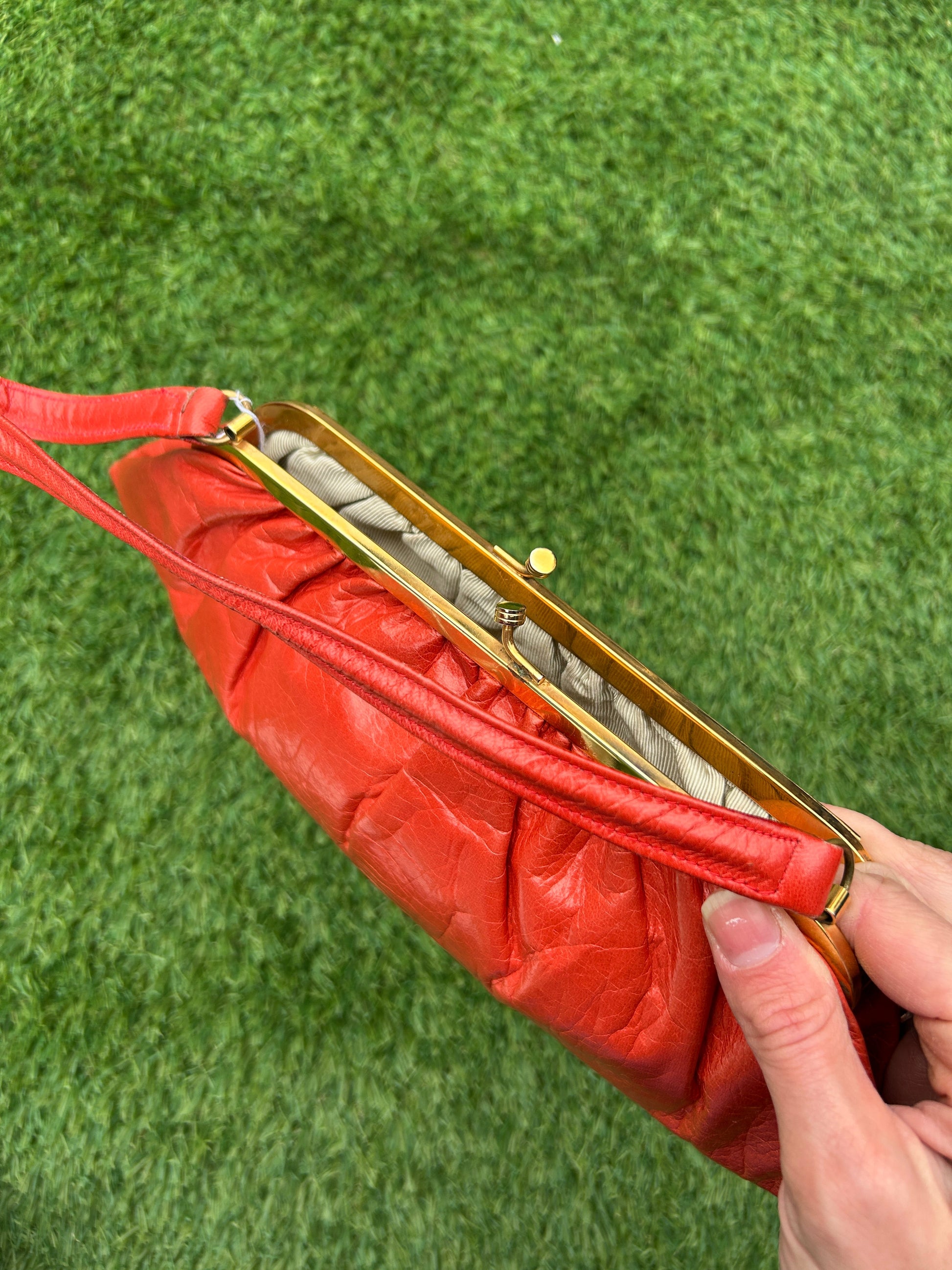 Sac vintage orange années 50 la friperie vintage 25