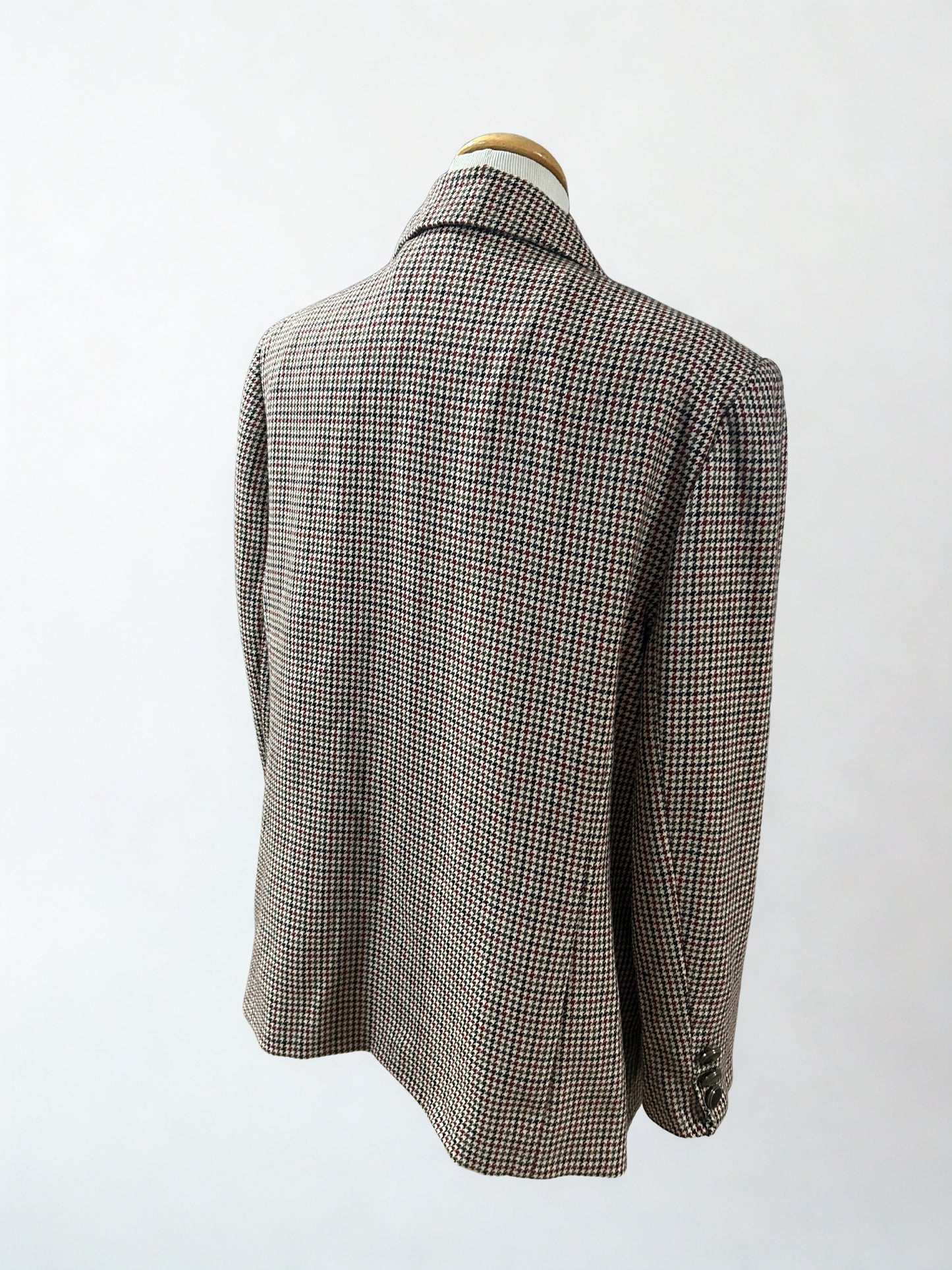 Blazer vintage laine pied de poule marron