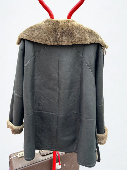 Veste vintage CHRIST en peau lainée gris taupe – made in Germany années 80 la friperie vintage 25