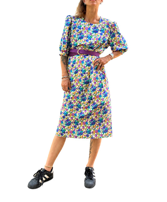 Robe vintage fleurie multicolore