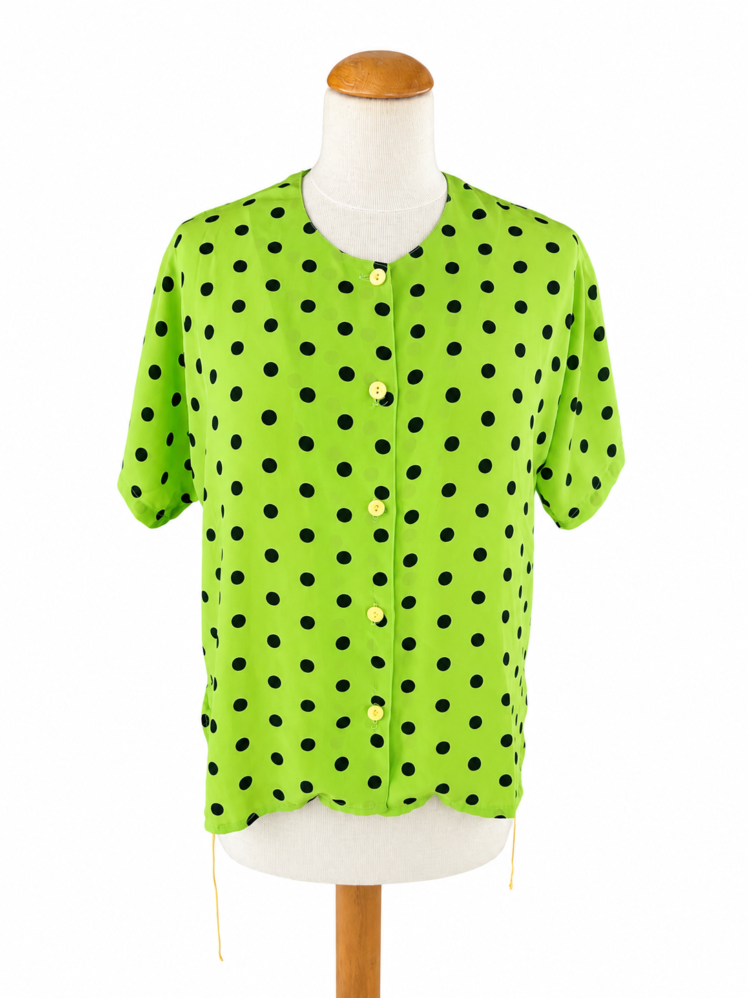 Chemisier vintage vert pois noirs