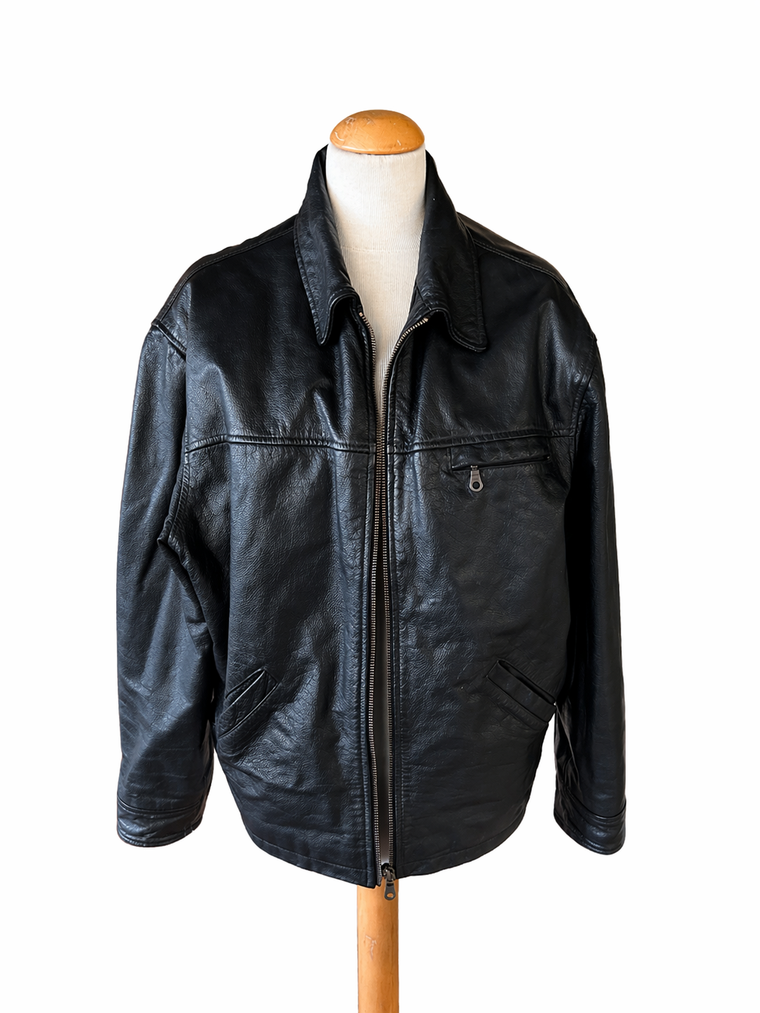 Veste en cuir vintage noire Pole Nord