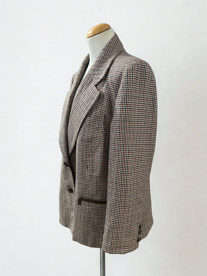 Blazer vintage laine pied de poule marron
