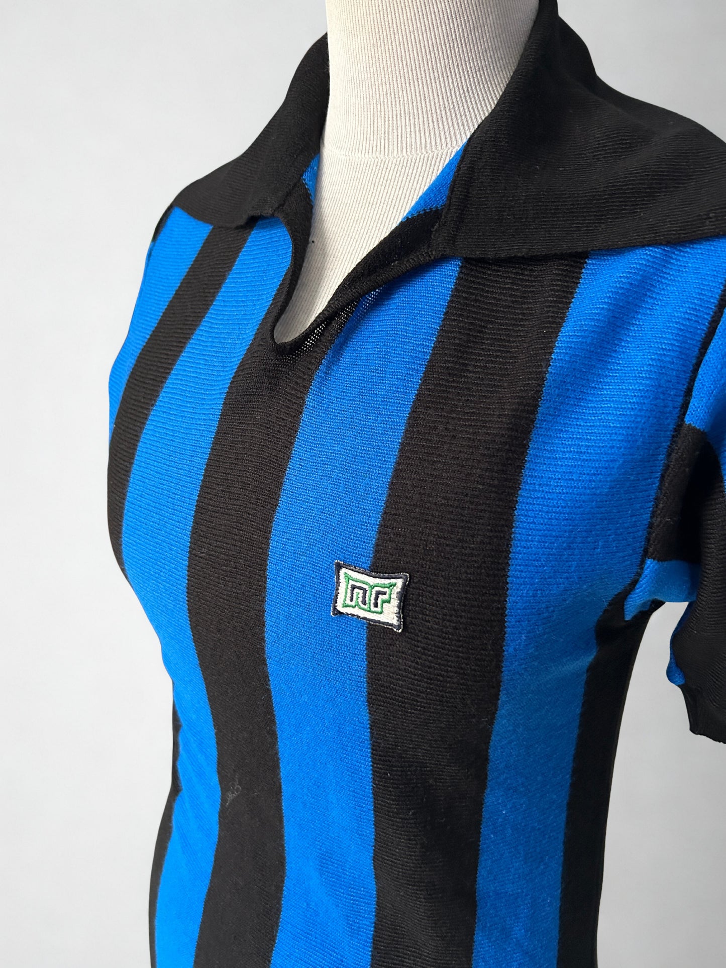 Haut vintage Ennerre NR – rayures bleu & noir – Made in Italy – années 70/80