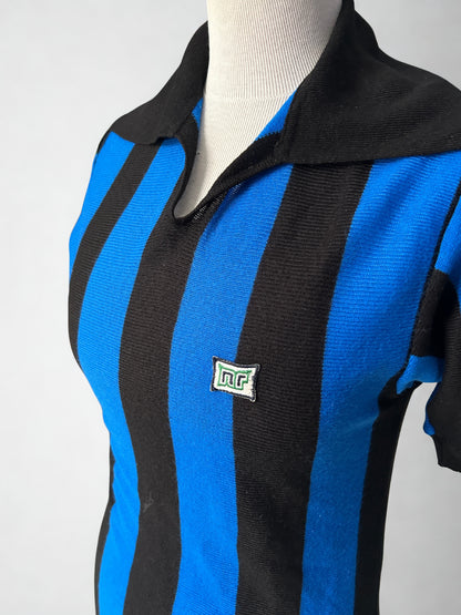 Haut vintage Ennerre NR – rayures bleu & noir – Made in Italy – années 70/80