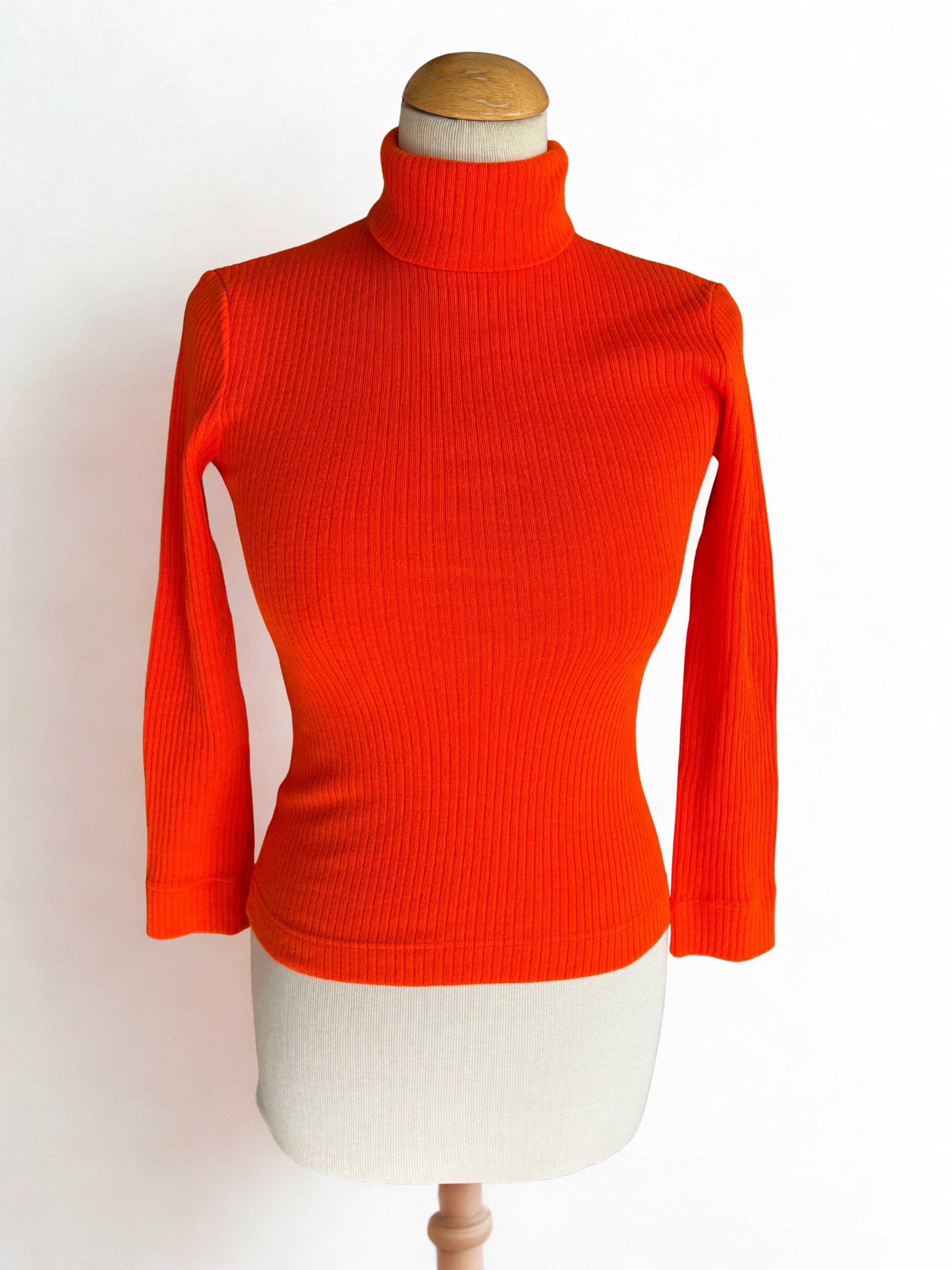 Pull col roulé vintage 70 orange la friperie vintage 25