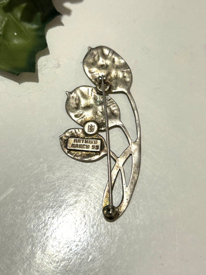 Broche feuilles argentées Mathieu Nancy 99 la friperie vintage 25