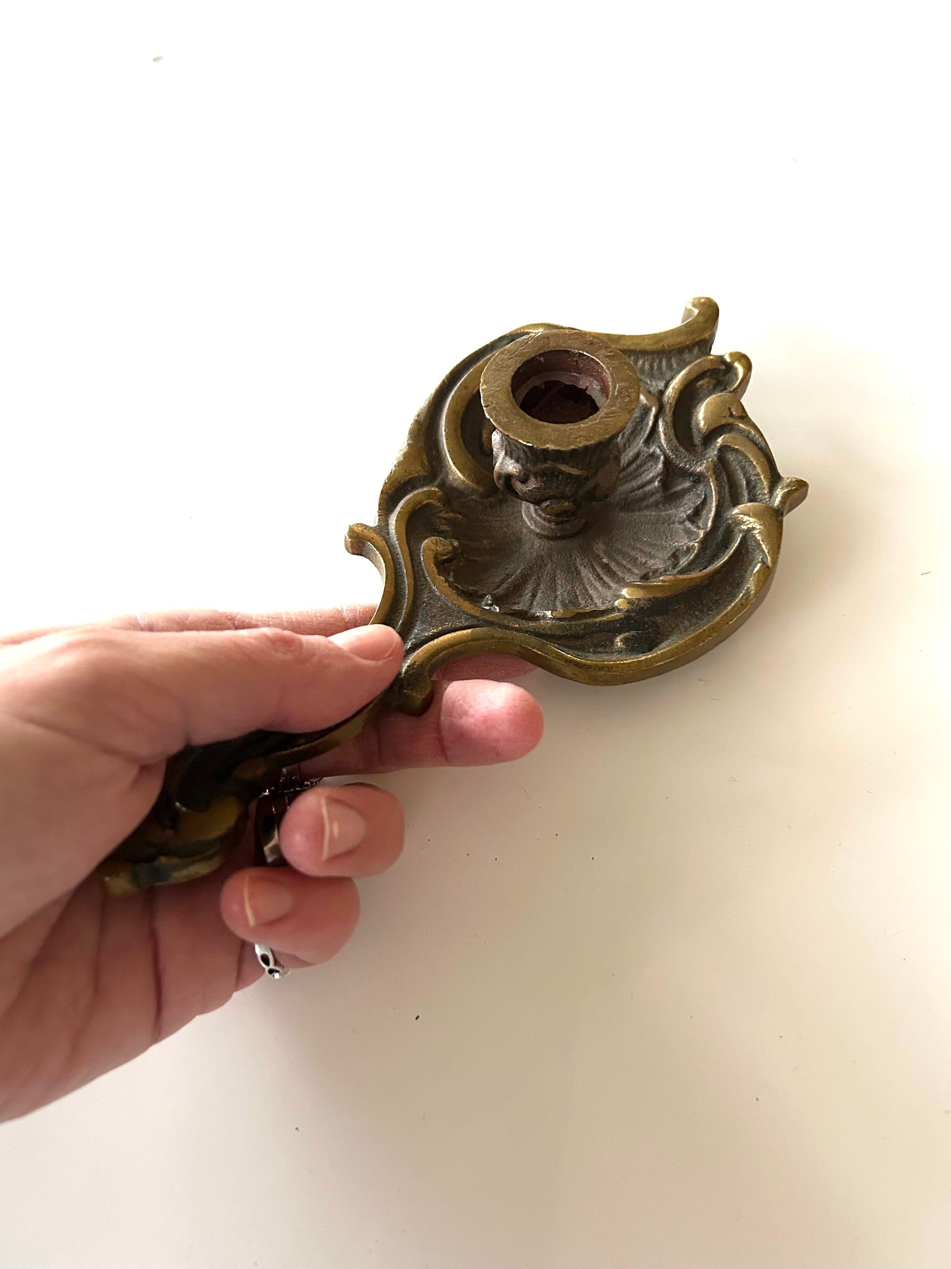 Bougeoir ancien en laiton baroque la friperie vintage 25