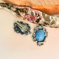 Paire de boucle d'oreille clips vintage bleu et serpents argenté