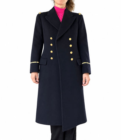 Manteau long vintage de marin bleu marine