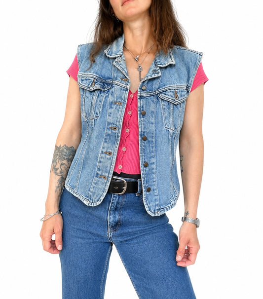 Veste en jean vintage sans manches