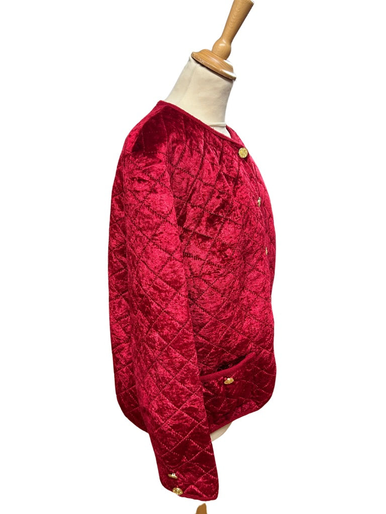 Veste matelassée velours rouge vintage la friperie vintage 25