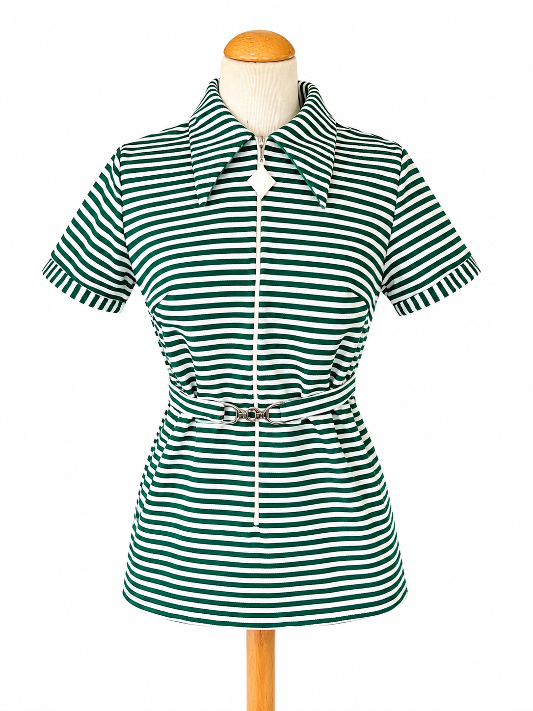 Tunique vintage 70’s rayée verte et blanche