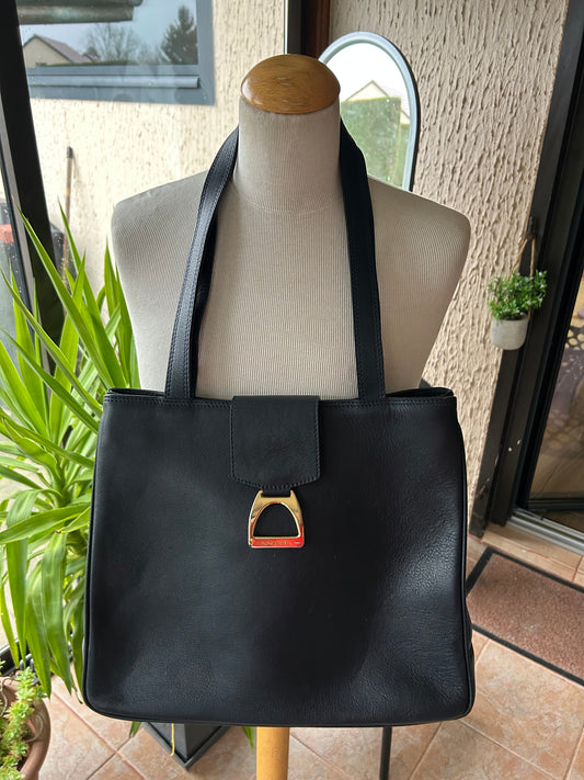 Sac Lancel vintage bleu marine cuir la friperie vintage 25