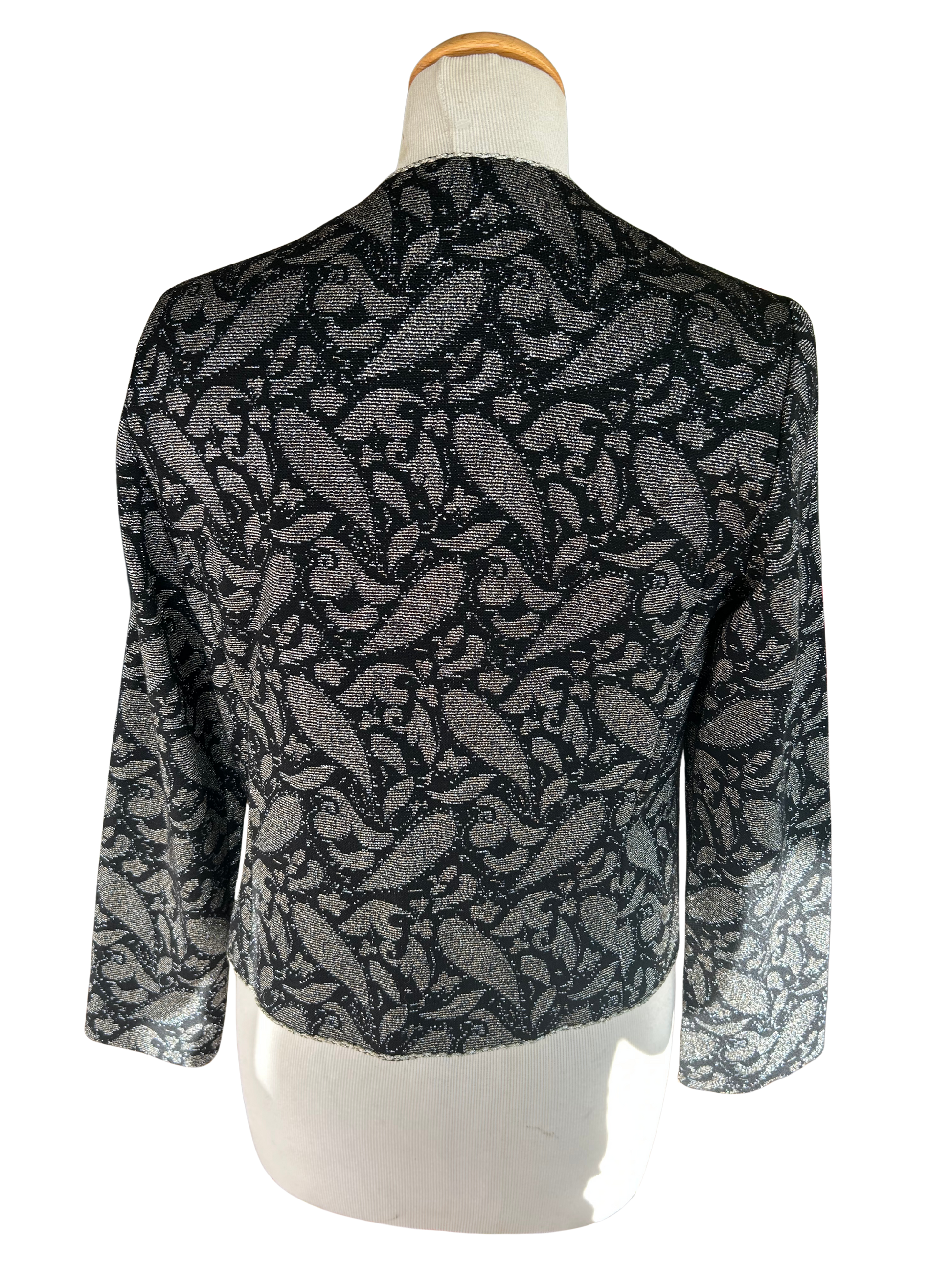 Veste jacquard noir argent pailletée vintage la friperie vintage 25