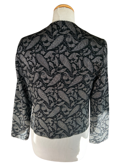 Veste jacquard noir argent pailletée vintage la friperie vintage 25