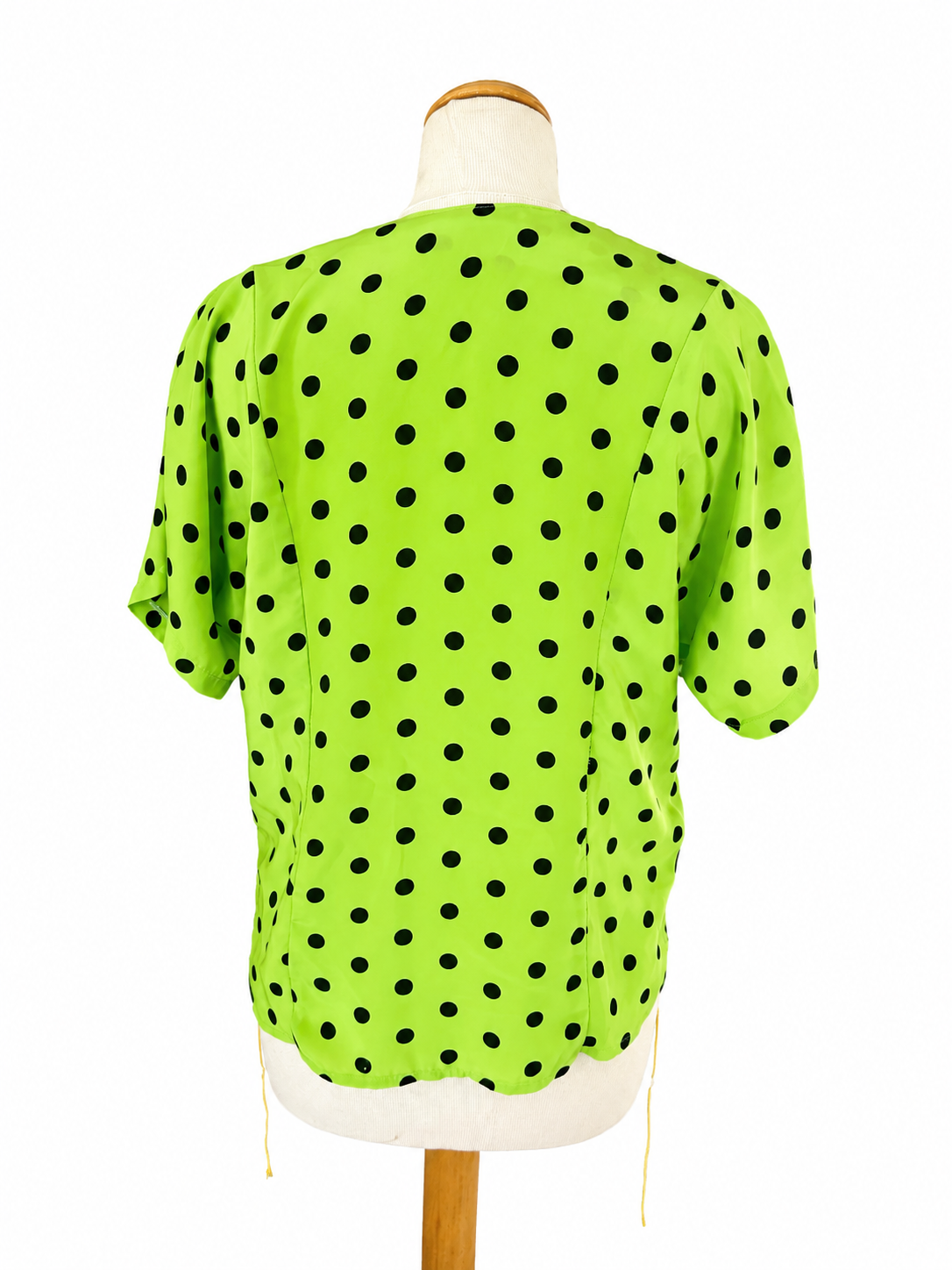Chemisier vintage vert pois noirs