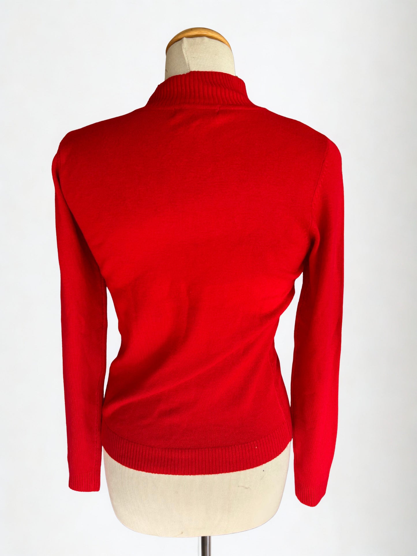 Pull perlé col montant rouge la friperie vintage 25