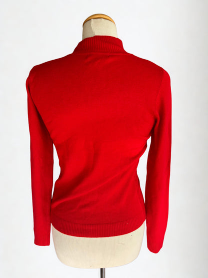 Pull perlé col montant rouge la friperie vintage 25