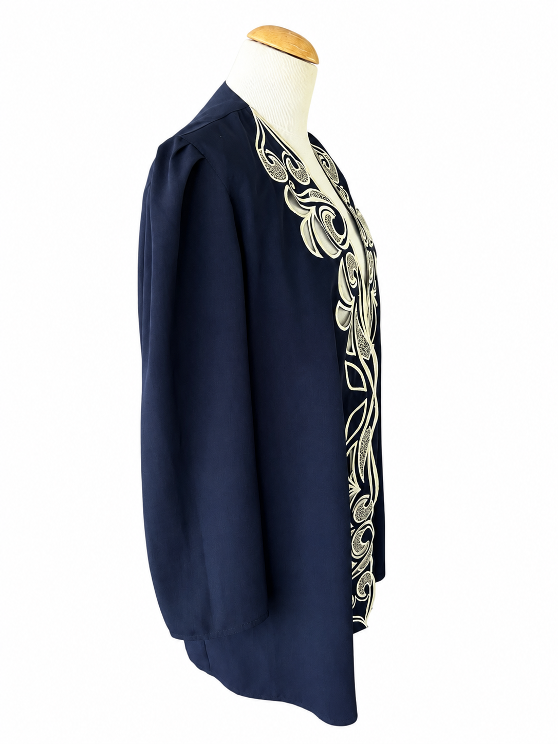 Veste tunique vintage bleu détails brodés